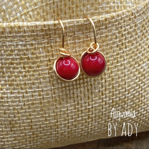 Bamboo Coral spheres/dangle drop earrings in gold/protection for Pieces … - Picture 1 of 5